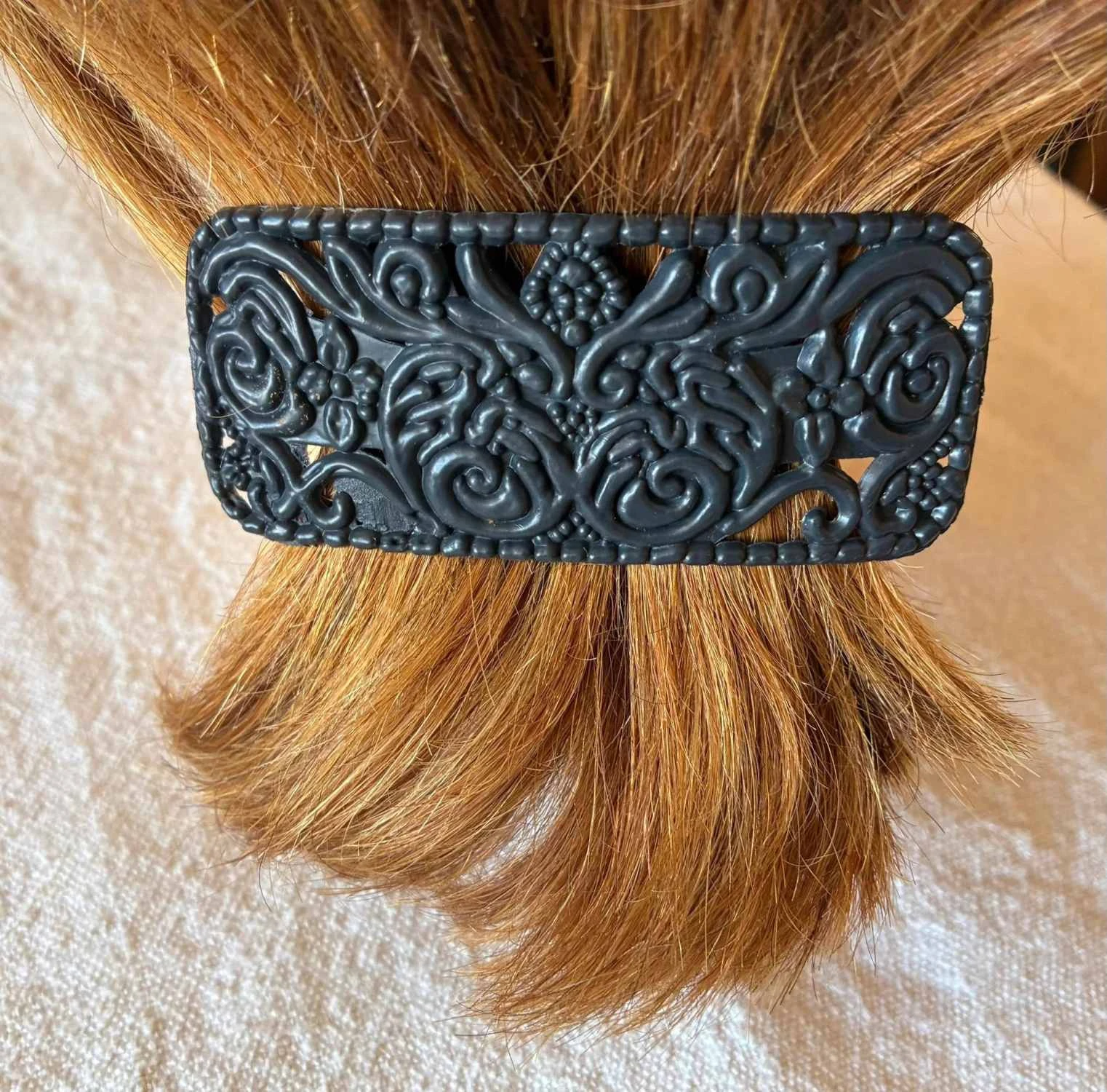 Presilha de cabelo cinza com filigrana, estilo vintage gótico, 9 cm – photo 3